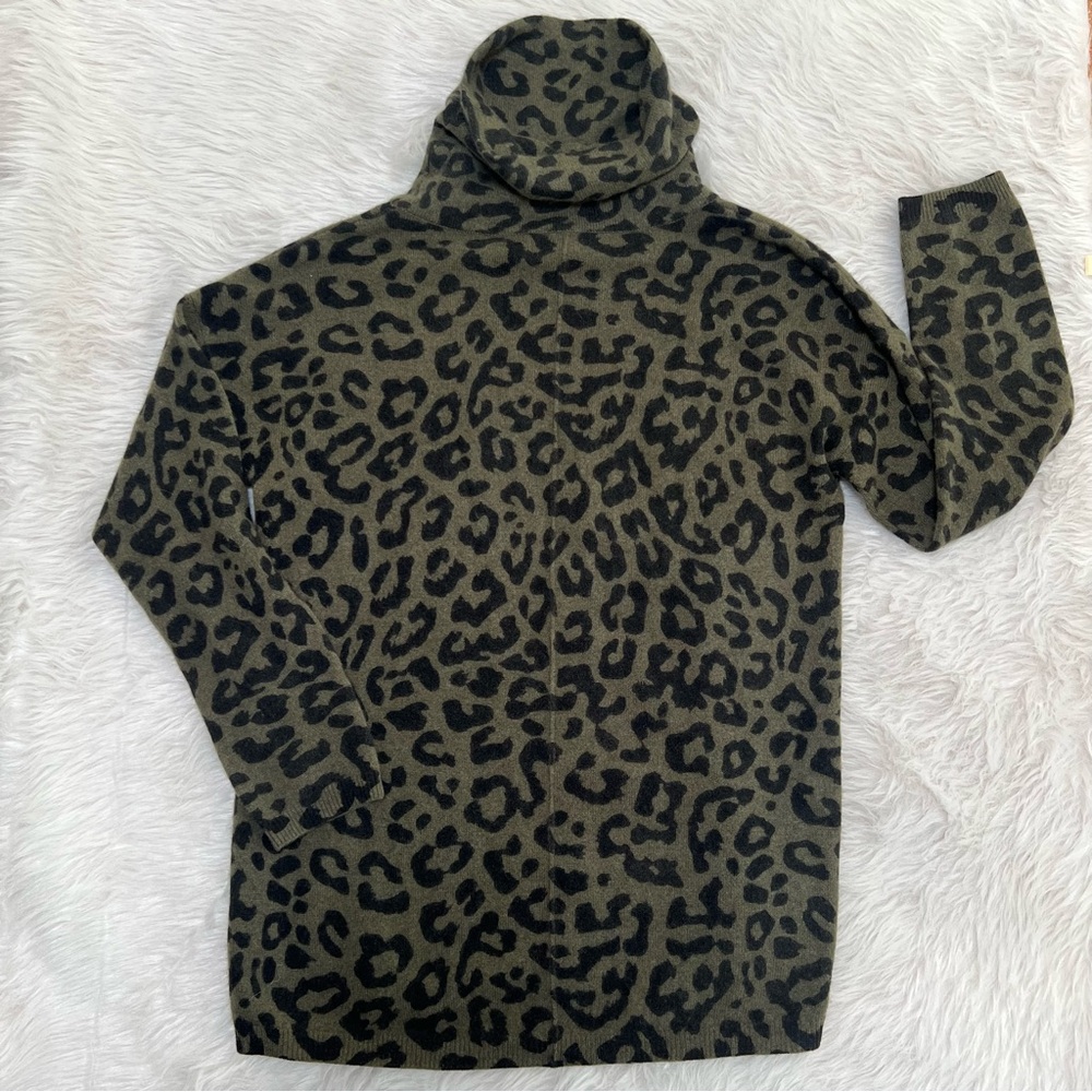 M Magaschoni Leopard Print Cowl Neck Cashmere Tunic - Picture 2 of 7